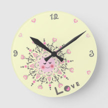 Love Sun Yellow Acrylic Wall Clock