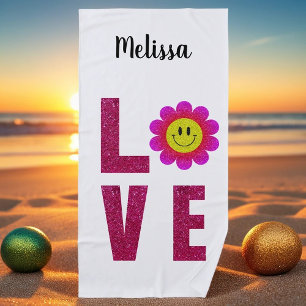 Love Sunflower Beach Towel