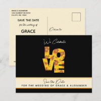 LOVE Sunflower Black Backdrop Wedding Save Date