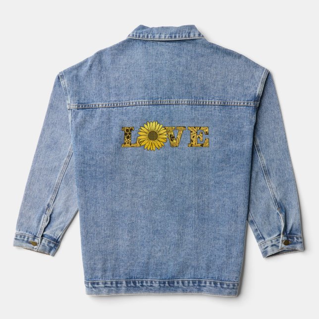Love Sunflower Denim Jacket (Back)