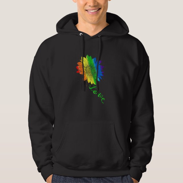 Love Sunflower Floral Lgbtq Rainbow Flag Gay Pride Hoodie (Front)