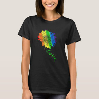 Love Sunflower Floral Lgbtq Rainbow Flag Gay Pride T-Shirt