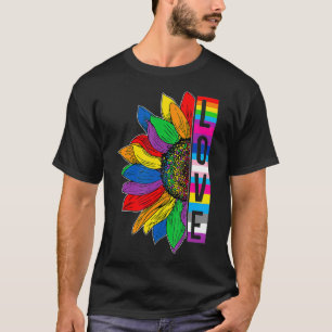 Love Sunflower Floral LGBTQ Rainbow Flag Gay Pride T-Shirt