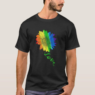 Love Sunflower Floral Lgbtq Rainbow Flag Gay Pride T-Shirt