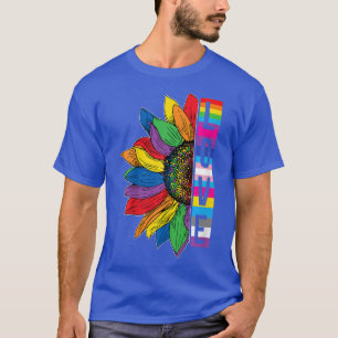 Love Sunflower Floral LGBTQ Rainbow Flag Gay Pride T-Shirt