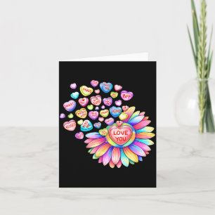 Love Sunflower Hearts Candy Valentines Day Womens Card
