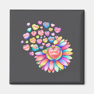 Love Sunflower Hearts Candy Valentines Day Womens Magnet
