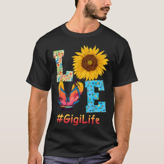 Love Sunflower Summer Beach Sunset Gigi Life Paren T-Shirt (Front)