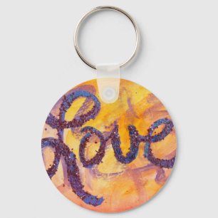 Love Sunset Golden Glow Painting Keychain