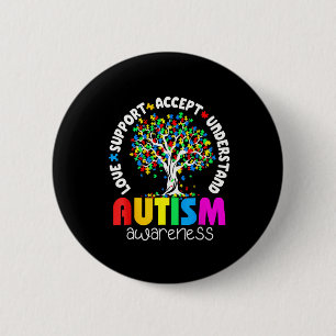 Love Support Accept Understand Autism Awareness 6 Cm Round Badge