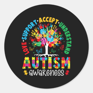 Love Support Accept Understand Autism Awareness Ac Classic Round Sticker