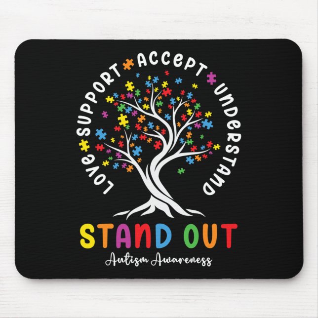 Love Support Accept Understand Autism Awareness Au Mouse Mat (Front)
