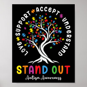 Love Support Accept Understand Autism Awareness Au Poster