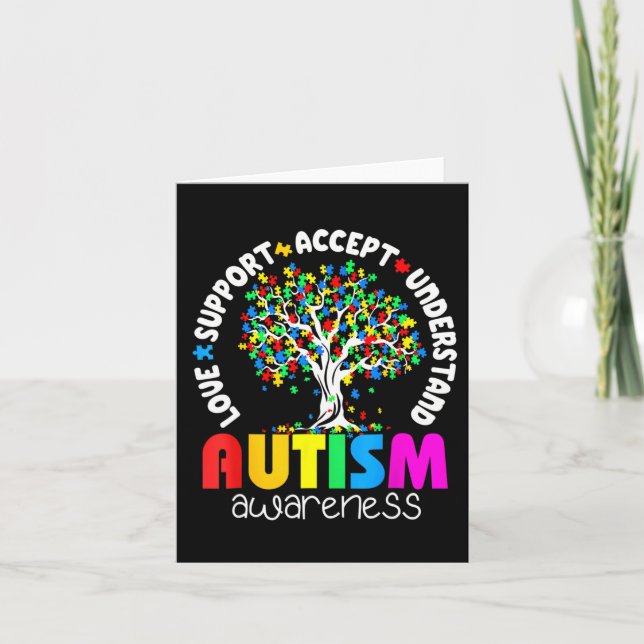 Love Support Accept Understand Autism Awareness  Card (Front)