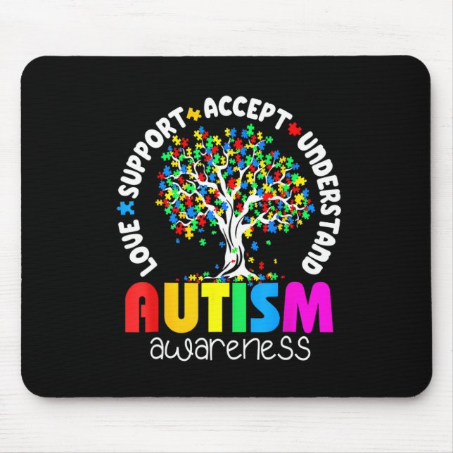 Love Support Accept Understand Autism Awareness  Mouse Mat (Front)