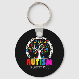 Love Support Accept Understand Puzzle Tree Autism Key Ring