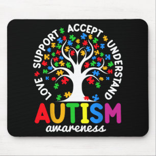 Love Support Accept Understand Puzzle Tree Autism Mouse Mat