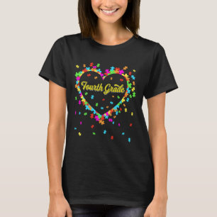 Love Support Autism Fourth Grade Autism Student Te T-Shirt