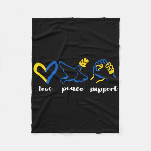 Love Support Peace Ukraine Awareness Heart Unity M Fleece Blanket (Front)