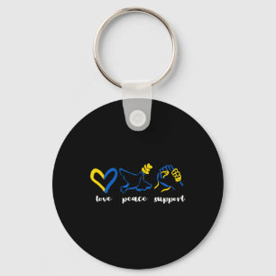 Love Support Peace Ukraine Awareness Heart Unity M Key Ring