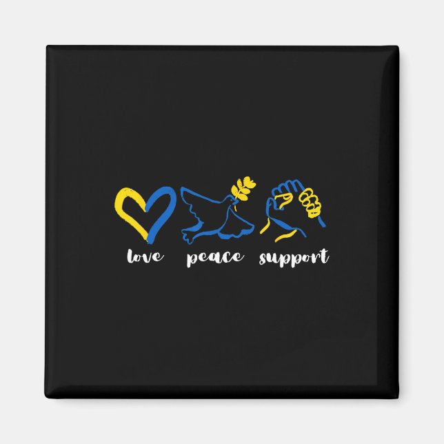 Love Support Peace Ukraine Awareness Heart Unity M Magnet (Front)