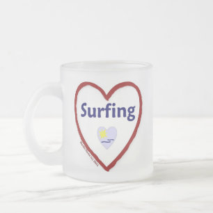 Love Surfing Frosted Glass Coffee Mug