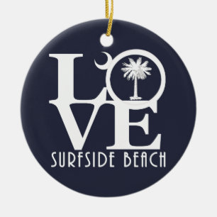 LOVE Surfside Beach Ceramic Tree Decoration