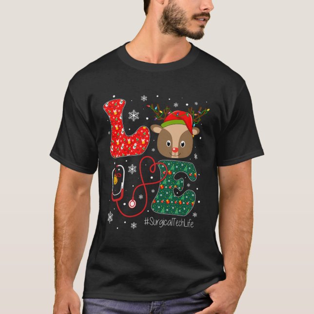 Love Surgical Tech Life Technician Christmas Santa T-Shirt (Front)