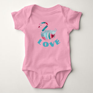 LOVE swan baby one-piece bodysuit