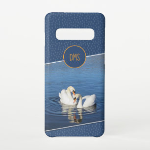 Love Swans Blue Monogram Phone Case
