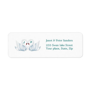 Love swans Monogram Return address label