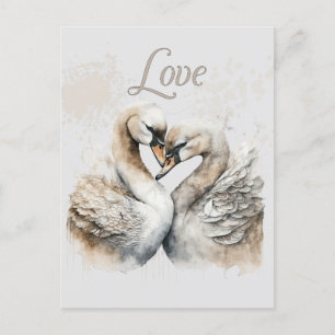 Love Swans Romantic Wedding Postcard