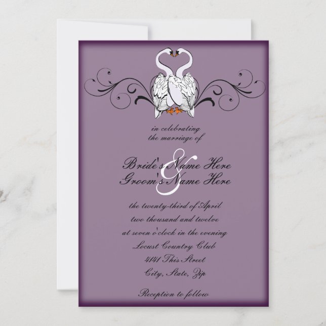 Love Swans Wedding Invitation (Front)