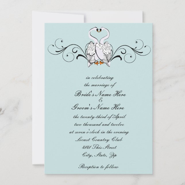 Love Swans Wedding Invitation (Front)