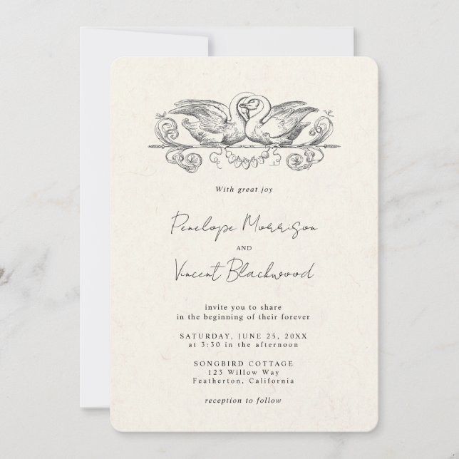 Love Swans Wedding Invitation (Front)