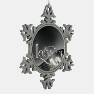 Love Swans Wedding Snowflake Pewter Christmas Ornament