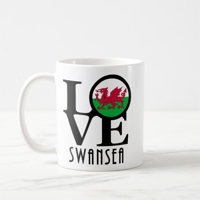 LOVE Swansea Wales 11oz Coffee Mug (Left)