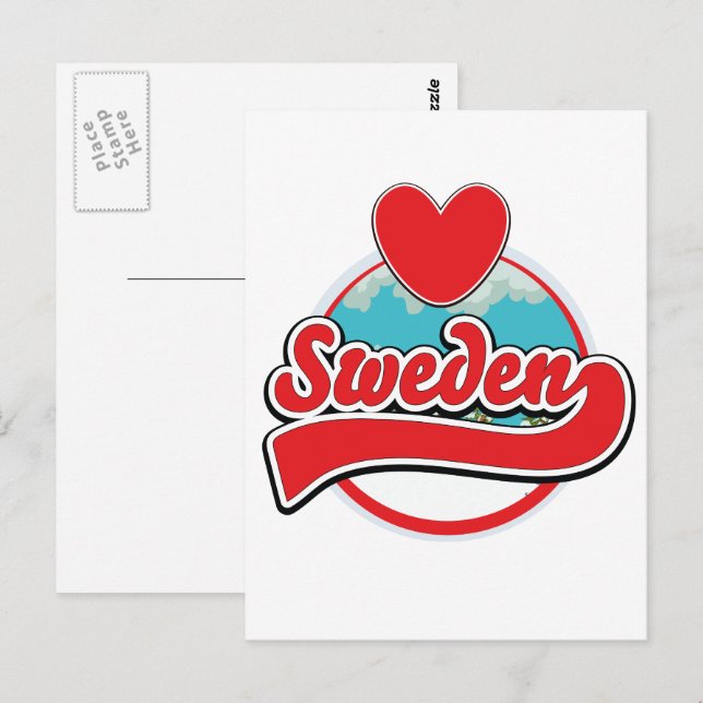 Love Sweden vintage style logo Postcard (Front/Back)