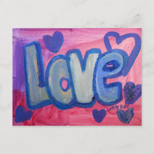 Love Sweet Candy Art Painting Postcard
