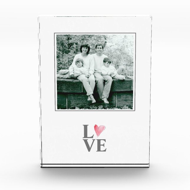 LOVE Sweet Heart Pink Family PHOTO Keepsake Block (Front)
