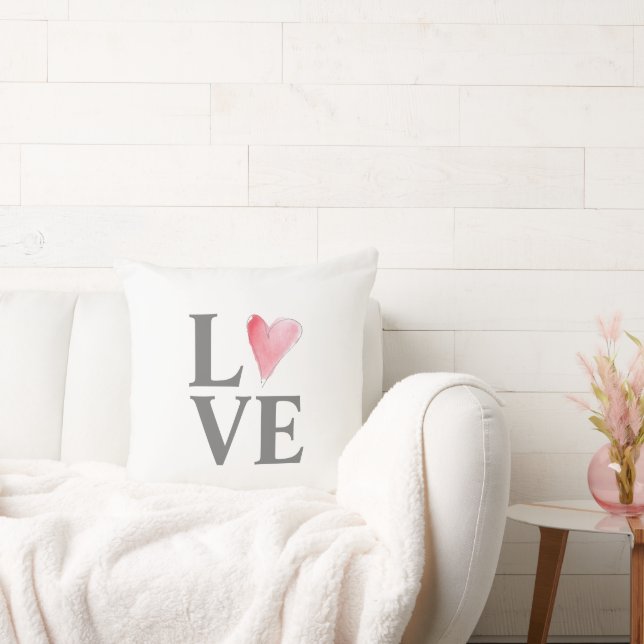 LOVE Sweet Heart Pink Valentine Engagement Bridal Cushion (Couch)