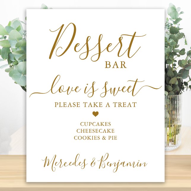 Love Sweet Personalised Gold Wedding Dessert Bar Poster (Creator Uploaded)