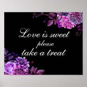 Love sweet take treat. Purple and black wedding Poster