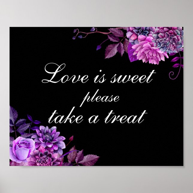 Love sweet take treat. Purple and black wedding Poster (Front)