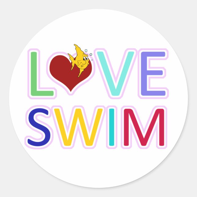 LOVE SWIM CLASSIC ROUND STICKER (Front)