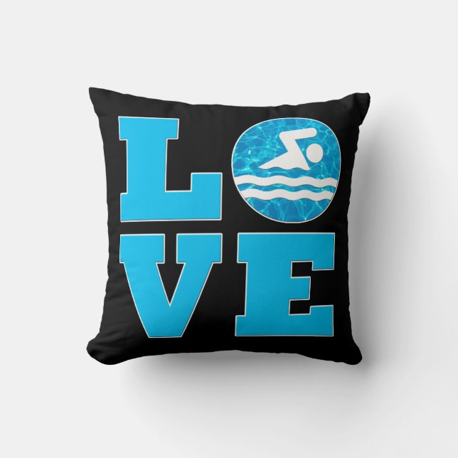LOVE Swimming Custom Colour Swimmer Cushion (Front)