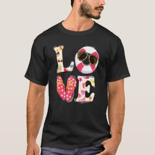 Love Swimming Float Flip Flops  Summer Vacation T-Shirt