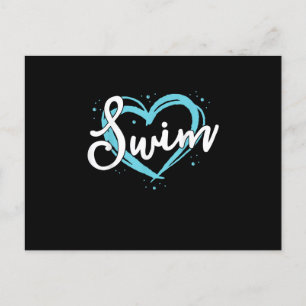 Love Swimming Swim Team  Heart Lover Blue Swimmer Announcement Postcard