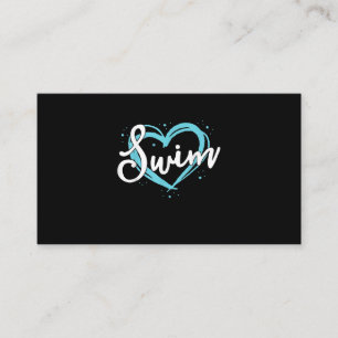 Love Swimming Swim Team Heart Lover Blue Swimmer Business Card