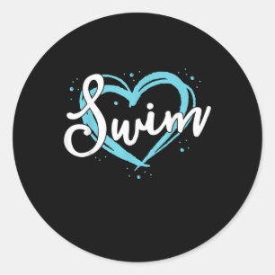 Love Swimming Swim Team  Heart Lover Blue Swimmer Classic Round Sticker